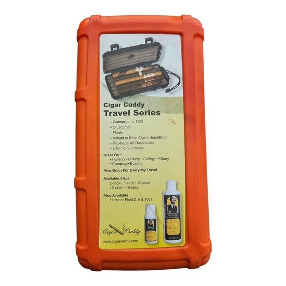 Cigar Caddy 15 Cigar Waterproof Travel Humidor, Blaze Orange - Picture 3 of 5